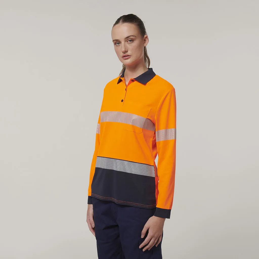 Hard Yakka Women's Long Sleeve Hi Vis Taped Polo (Y08604)