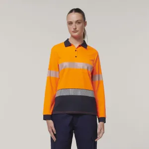 Hard Yakka Women's Long Sleeve Hi Vis Taped Polo (Y08604)