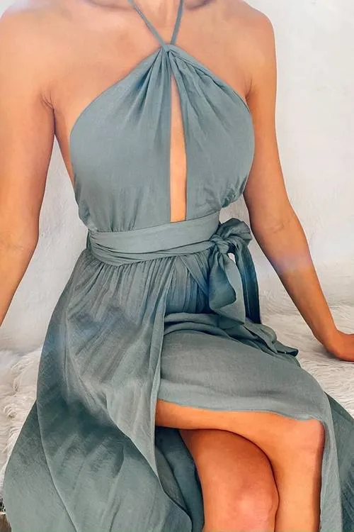 High Slit Backless Maxi Dress