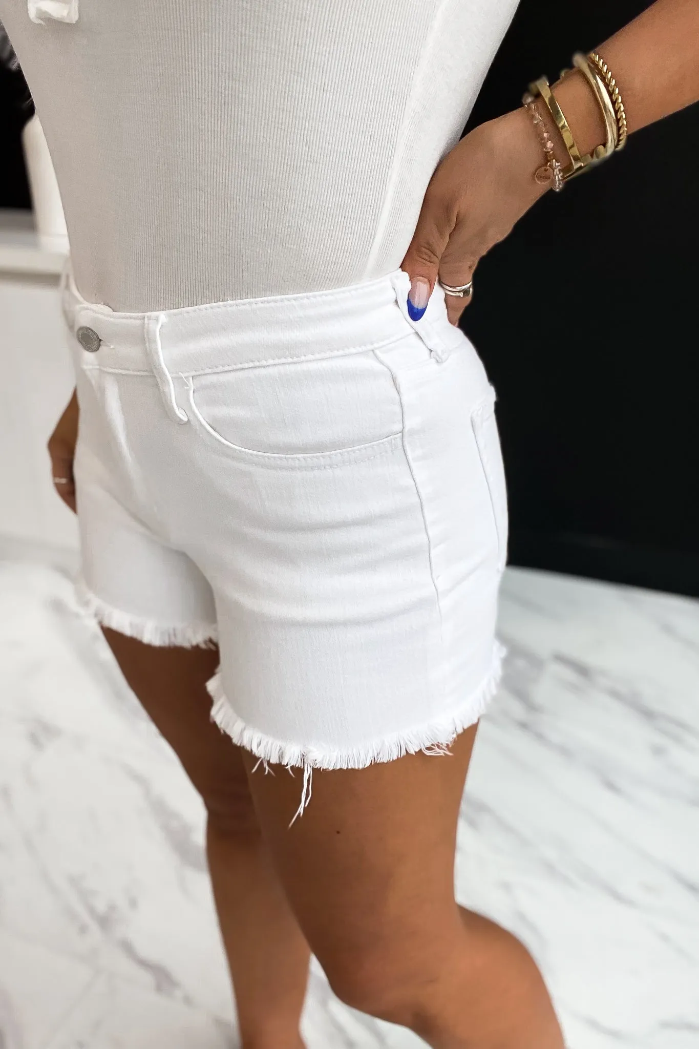 Holly Mid Rise Optic White Shorts