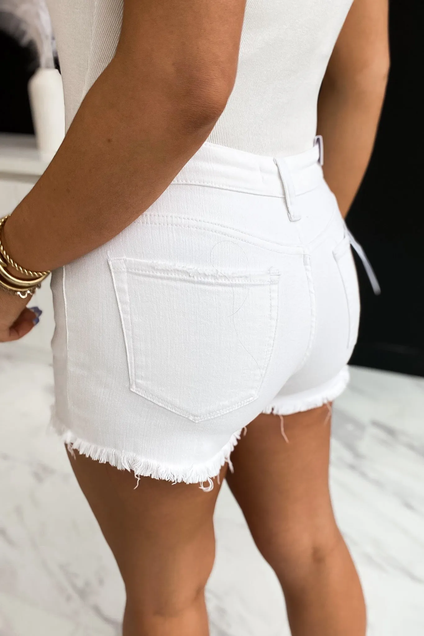 Holly Mid Rise Optic White Shorts