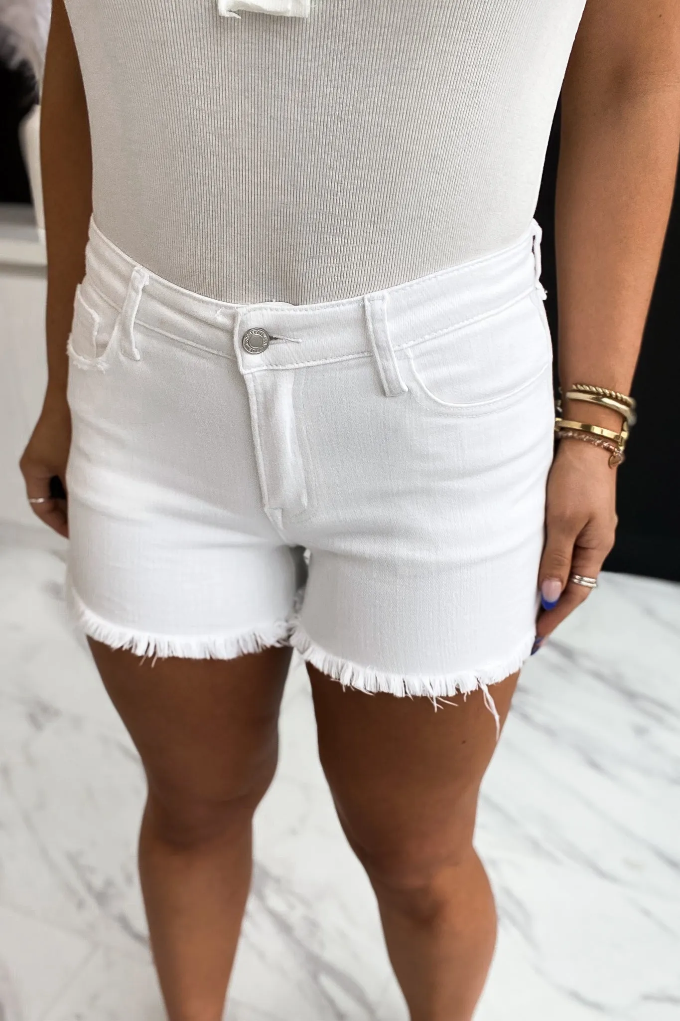 Holly Mid Rise Optic White Shorts