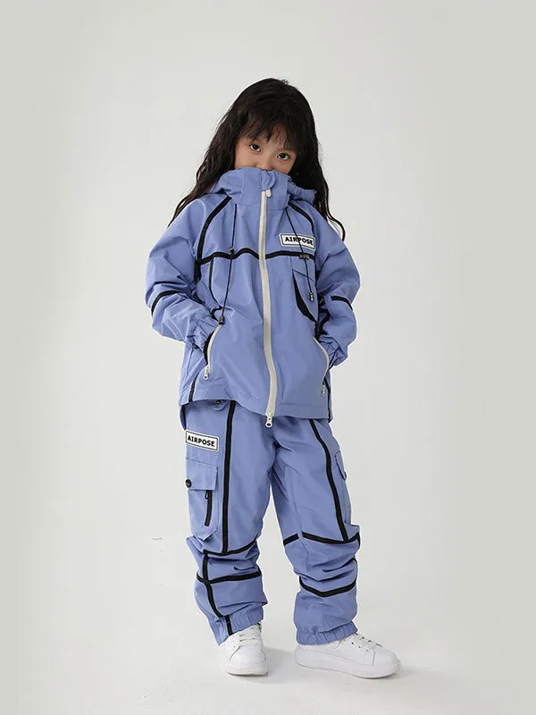 Kid's Air Pose Mountain Breaker Stripe Cargo Snow Jacket & Pants