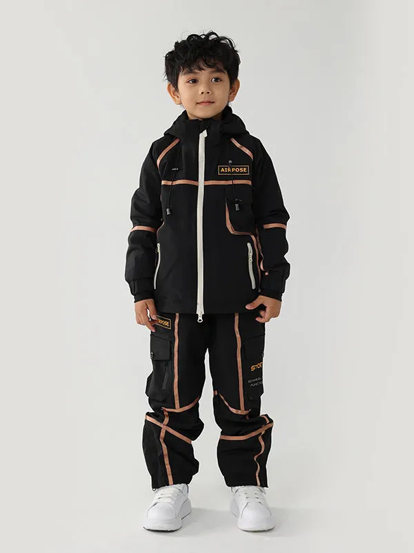 Kid's Air Pose Mountain Breaker Stripe Cargo Snow Jacket & Pants