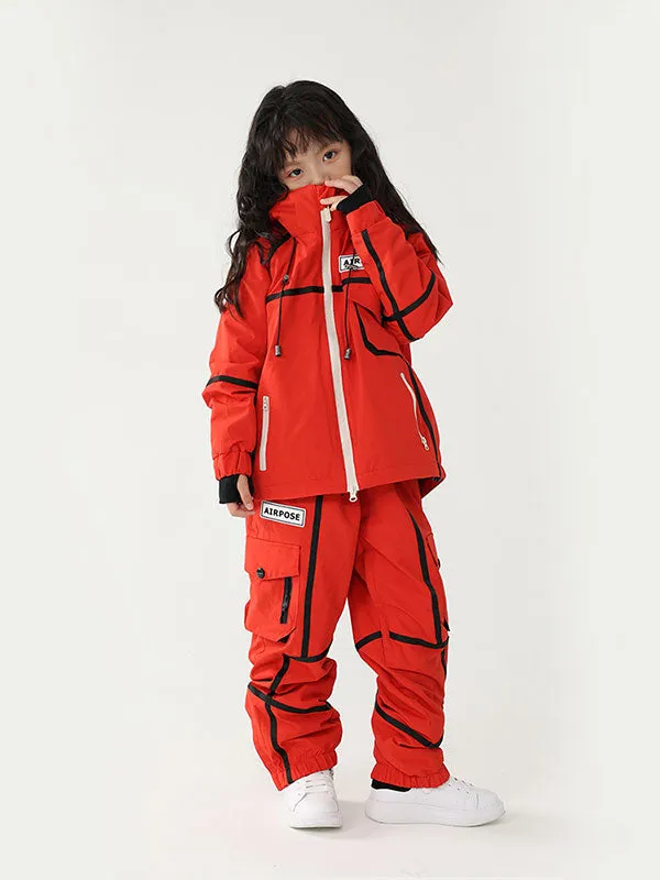 Kid's Air Pose Mountain Breaker Stripe Cargo Snow Jacket & Pants