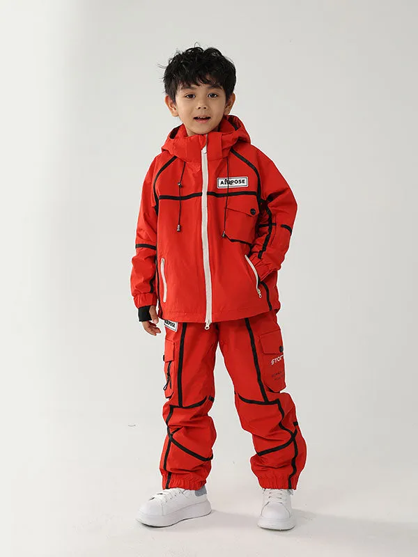 Kid's Air Pose Mountain Breaker Stripe Cargo Snow Jacket & Pants