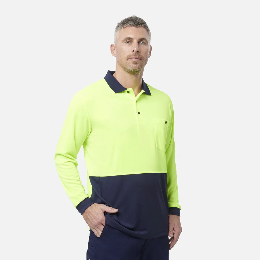 King Gee Workcool Hyperfreeze Hi-Vis Two Tone Long Sleeve Polo Shirt (K54235)