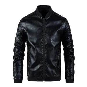 Men Leather Jacket Men's Stand Collar Coat Spring Autumn Casual Slim Big PU Zipper Jacket 8XL Male Moto Biker Coats Outerwear