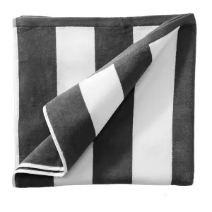 Oversized 100% Cotton Striped Pool Towel - Gray