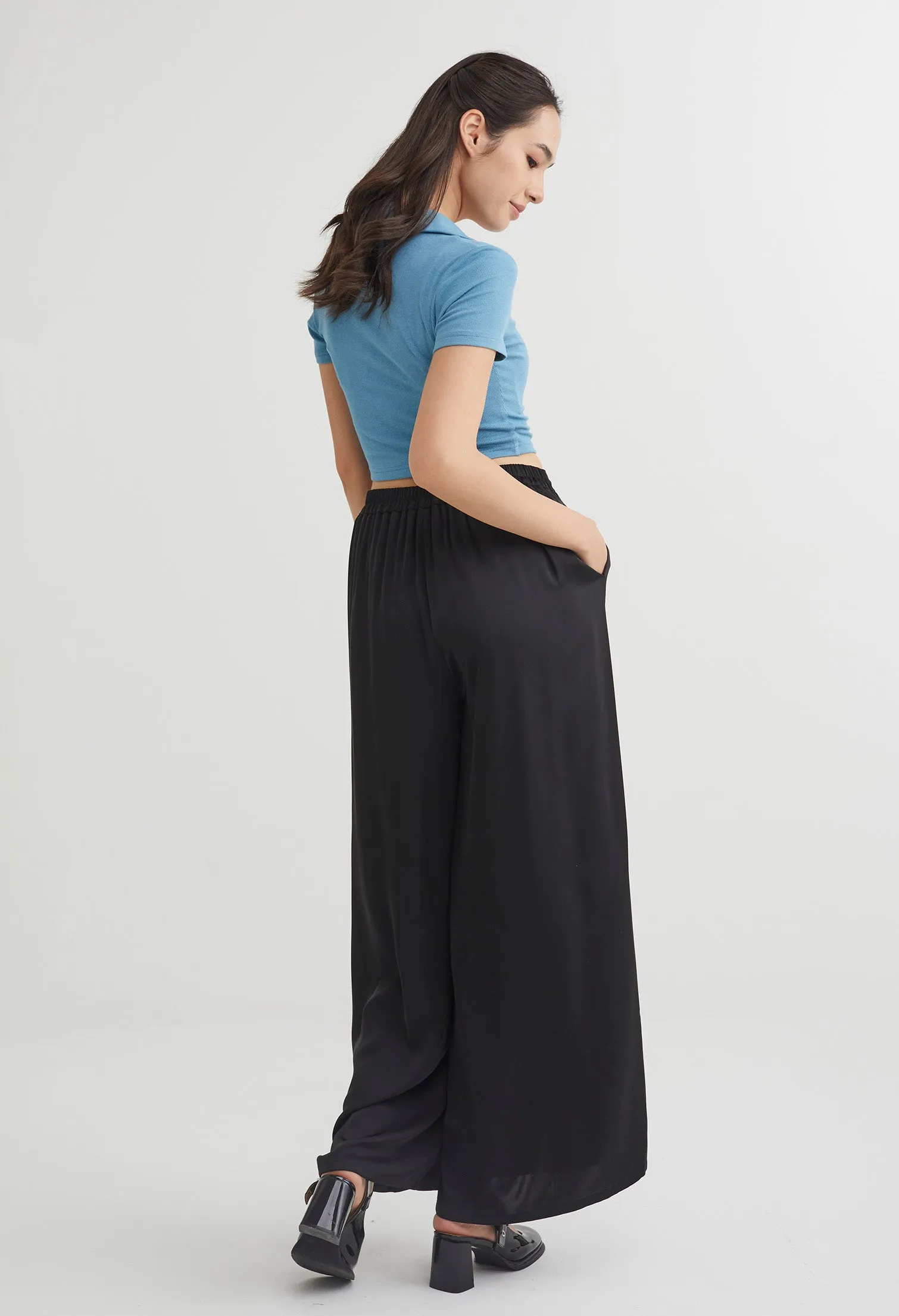 Parisian Nights Wide Leg Satin Pants