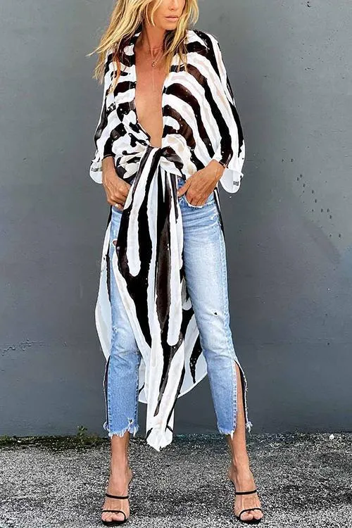 Print Slit Bat Cardigan