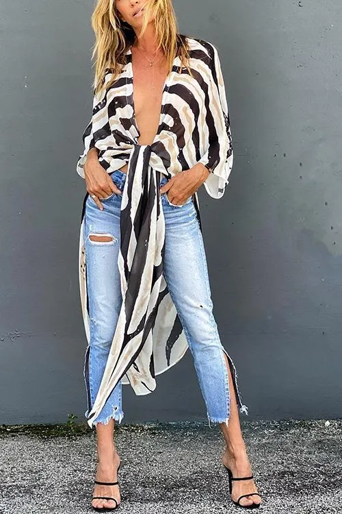 Print Slit Bat Cardigan