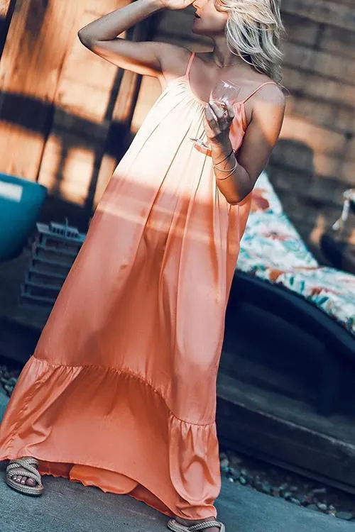 Ruffles Hem Slip Maxi Dress