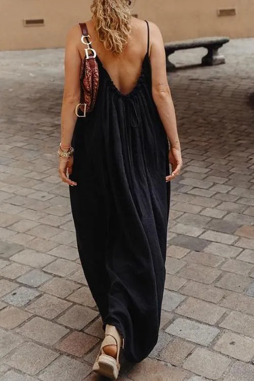 Ruffles Hem Slip Maxi Dress