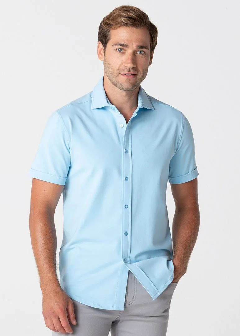 Short-Sleeve Polished Shirt | Light Blue