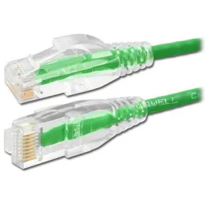 Slim Cat6 UTP Ethernet Patch Cord, 7' Green