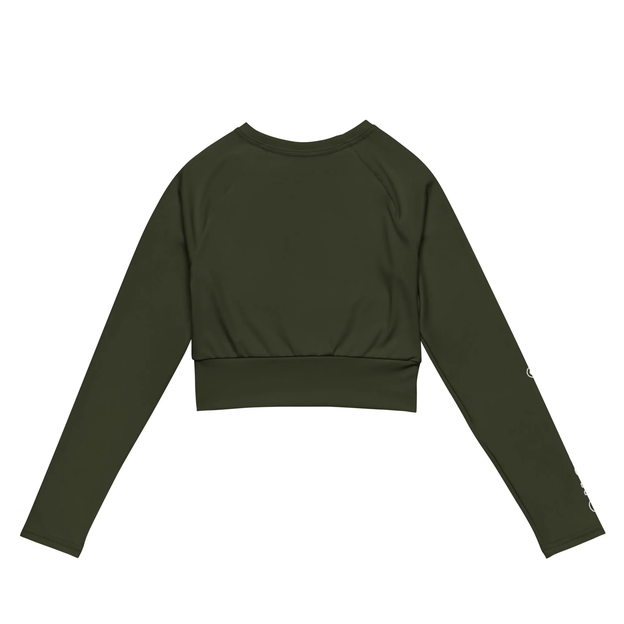 THE ESSENTIAL, SOFT AND STRETCHY, LONG SLEEVE FITTED CROP TOP GS LOGO OLIVE