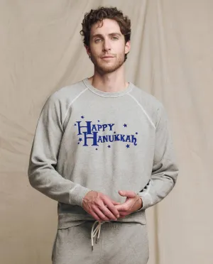 The Men's College Sweatshirt. Graphic -- Varsity Grey with Hannukah Graphic