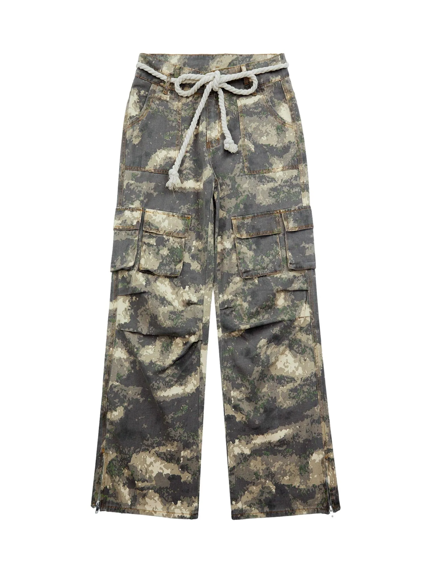 Thesupermade Camo Baggy Wide Leg Pockets Cargo Pants - 2019